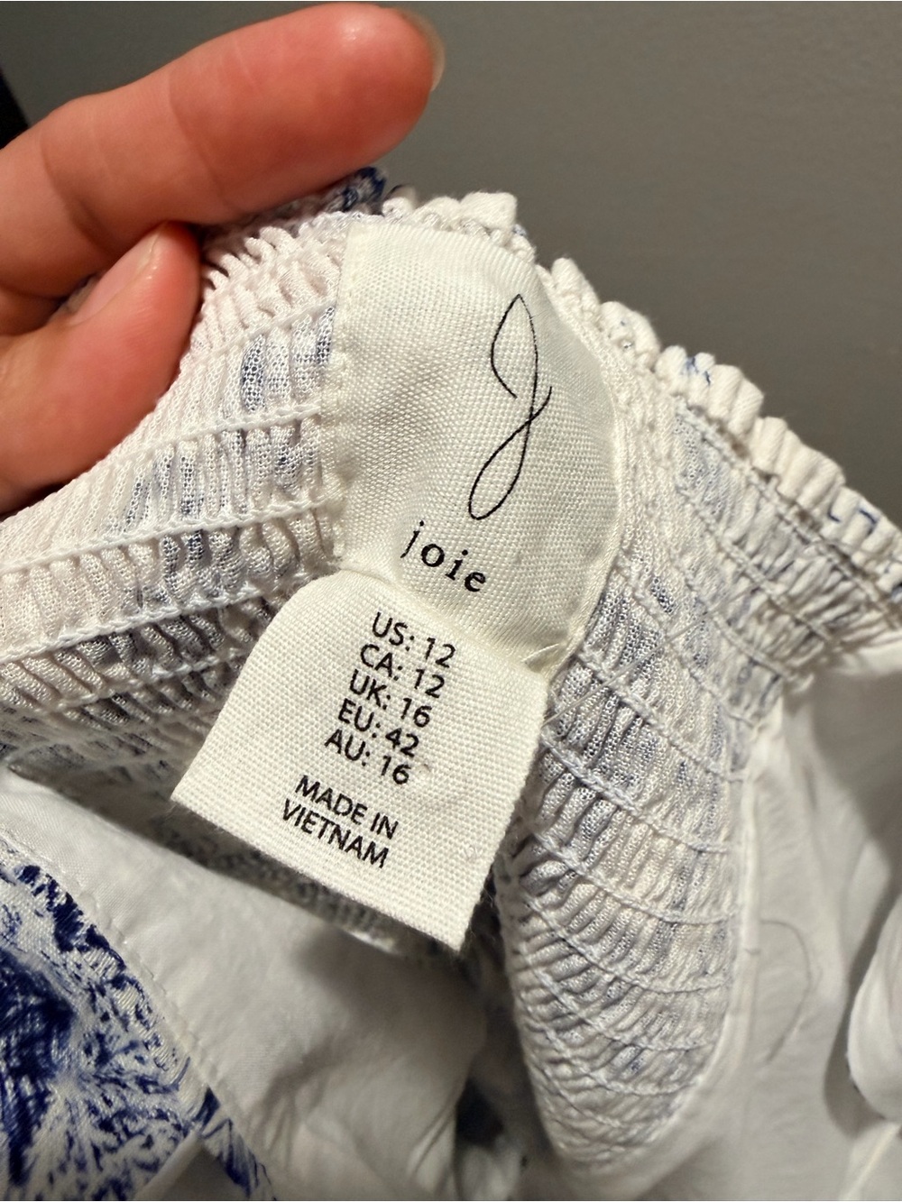 Joie White and Blue Toile Midi Dress - Picture 7 of 9